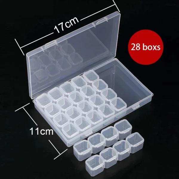 28/56 Girds Adjustable Plastic Storage Box with Label Sticker For Jewelry Nail Art Diamond Painting Accessories Container boxes 2