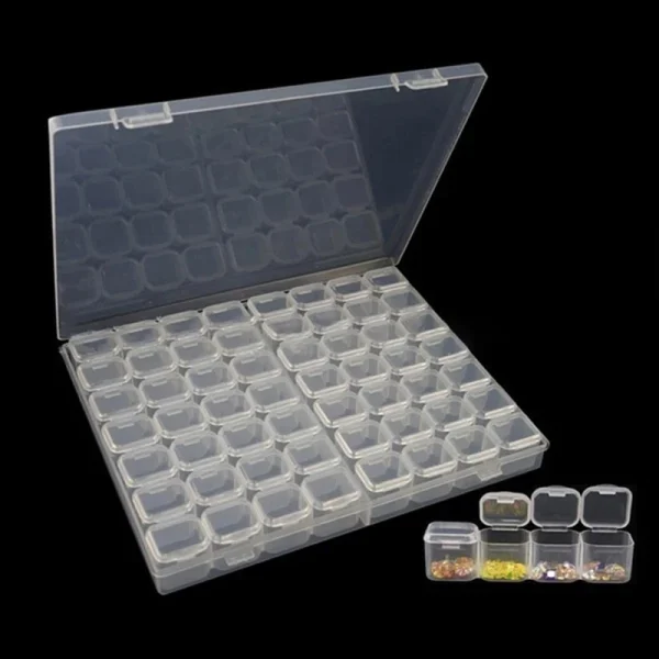 28/56 Girds Adjustable Plastic Storage Box with Label Sticker For Jewelry Nail Art Diamond Painting Accessories Container boxes 5