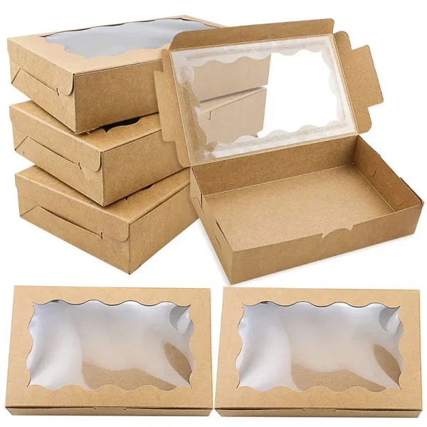 10pcs Cake Boxes With Window Bakery Boxes Pastry Boxes For Cake Pastries Chocolates Cupcakes Birthday Wedding Valentine's Day 2