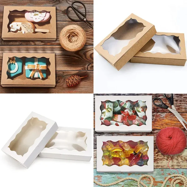 10pcs Cake Boxes With Window Bakery Boxes Pastry Boxes For Cake Pastries Chocolates Cupcakes Birthday Wedding Valentine's Day 5
