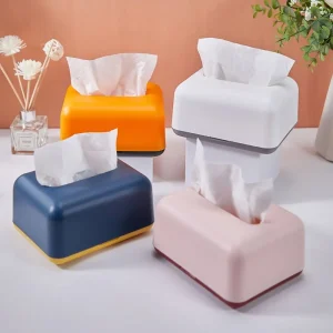 Simplicity Solid Color Napkin Holder Plastic Large Storage Tissue Case Fashion Car Tissue Box High Quality Paper Towel Box 1
