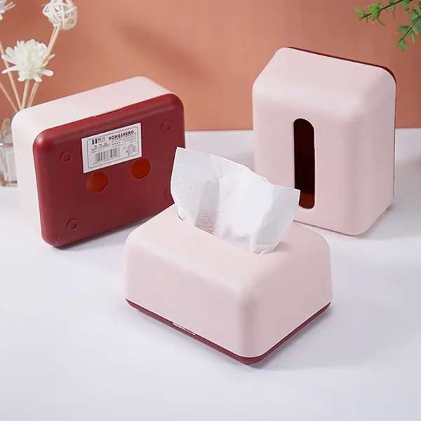 Simplicity Solid Color Napkin Holder Plastic Large Storage Tissue Case Fashion Car Tissue Box High Quality Paper Towel Box 2