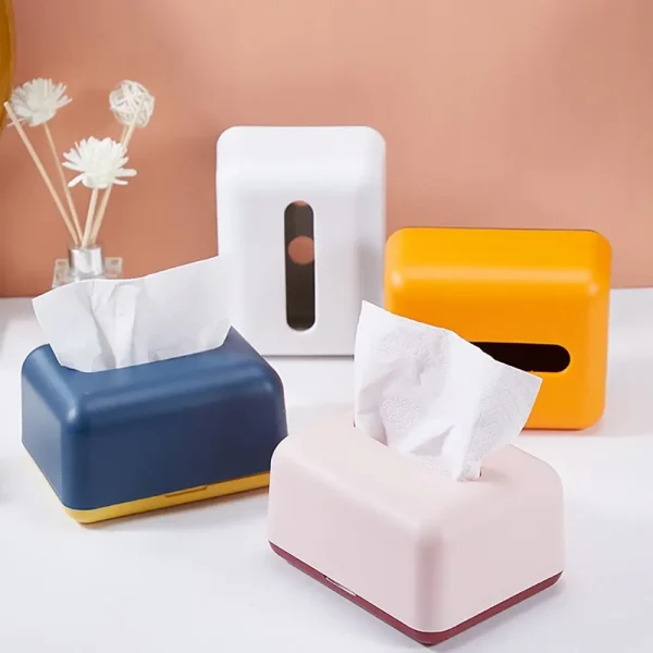 Simplicity Solid Color Napkin Holder Plastic Large Storage Tissue Case Fashion Car Tissue Box High Quality Paper Towel Box 4