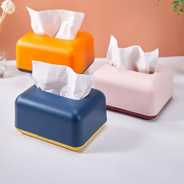 Simplicity Solid Color Napkin Holder Plastic Large Storage Tissue Case Fashion Car Tissue Box High Quality Paper Towel Box 5