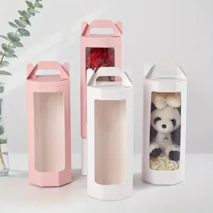 10pcs transparent PVC window box, exquisite high quality octagonal cowhide packaging gift box 1
