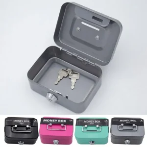 Money Safe Box Lockable Cash Box With Key Portable Piggy Box Made Of Metal Small Security Lock Box Sturdy Coin Boxes For Kids 1
