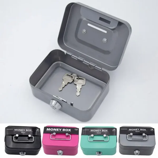 Money Safe Box Lockable Cash Box With Key Portable Piggy Box Made Of Metal Small Security Lock Box Sturdy Coin Boxes For Kids 1