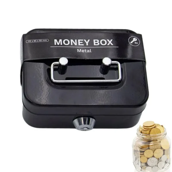 Money Safe Box Lockable Cash Box With Key Portable Piggy Box Made Of Metal Small Security Lock Box Sturdy Coin Boxes For Kids 2