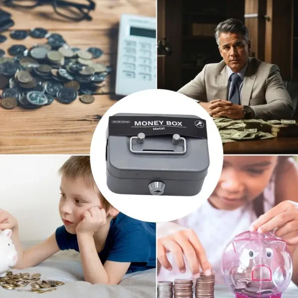 Money Safe Box Lockable Cash Box With Key Portable Piggy Box Made Of Metal Small Security Lock Box Sturdy Coin Boxes For Kids 5
