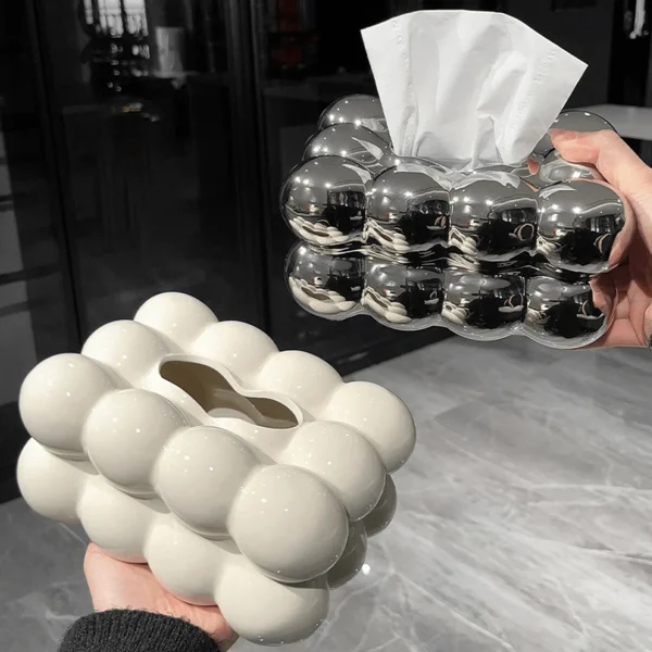 Facial Tissue Holder Non Slip Ceramic Tissue Box Cover Tissue Dispenser for Living Room Home Household Kitchen Countertop 2