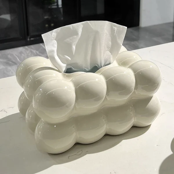 Facial Tissue Holder Non Slip Ceramic Tissue Box Cover Tissue Dispenser for Living Room Home Household Kitchen Countertop 4