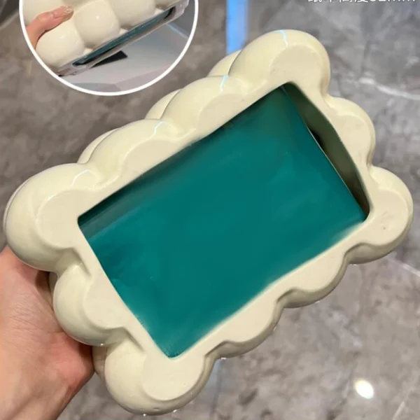 Facial Tissue Holder Non Slip Ceramic Tissue Box Cover Tissue Dispenser for Living Room Home Household Kitchen Countertop 5