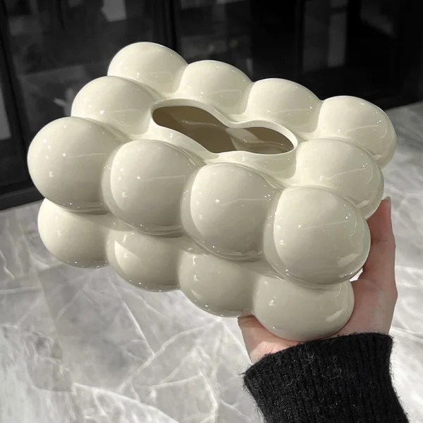 Facial Tissue Holder Non Slip Ceramic Tissue Box Cover Tissue Dispenser for Living Room Home Household Kitchen Countertop 6