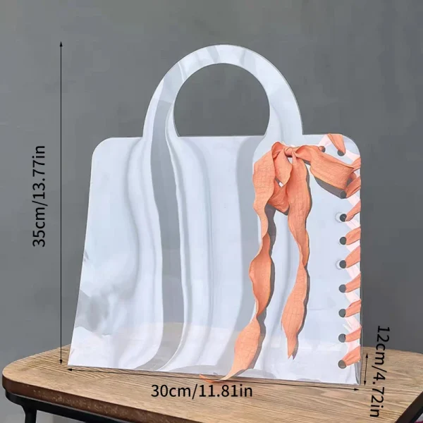 Transparent PET Fresh Flower Box Bouquet Handbag Flowers Wrapping Handbag Festivals Party Gift Rose Package Portable Packing Bag 6