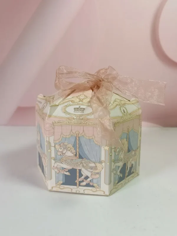 Baby Blue Candy Boxes Carousel Series Stylish Design Hexagon Birthday Party Favor Gift Box for Wedding Bridal Shower Baby Shower 3