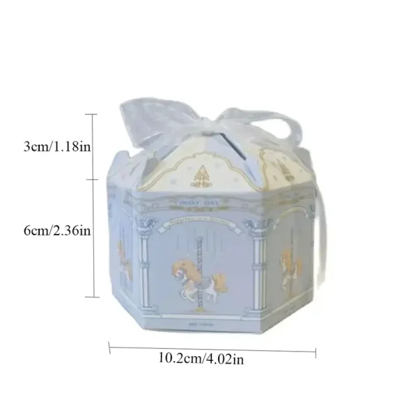 Baby Blue Candy Boxes Carousel Series Stylish Design Hexagon Birthday Party Favor Gift Box for Wedding Bridal Shower Baby Shower 5