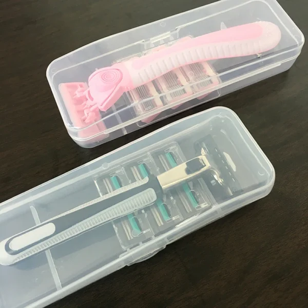 1PCS Shaver Box Transparent Storage Box Portable Travel Men Shaver Box Knife Holder Plastic Storage Box Shaver Container Holder 1