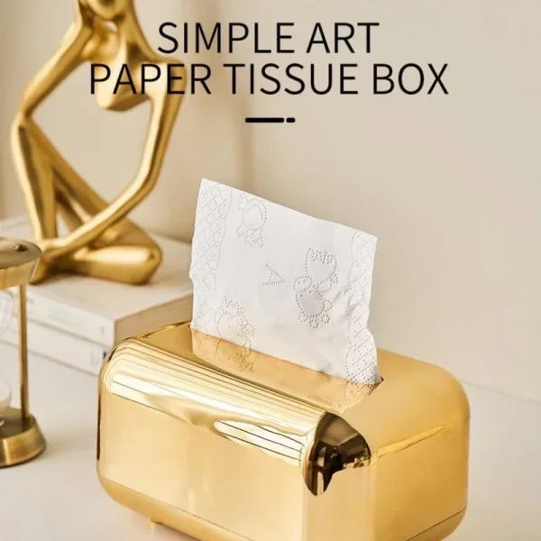 Luxury Golden Tissue Boxes Storage Napkin Holder Paper Case Organizer Ornament Craft Desktop Tissue Holder Kitchen Tissue Box 4