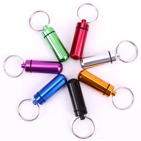 Waterproof Aluminum Pill Box Cache Drug Holder Container Keychain Medicine Box Health Care Portable Outdoor Medicine Bottle 2