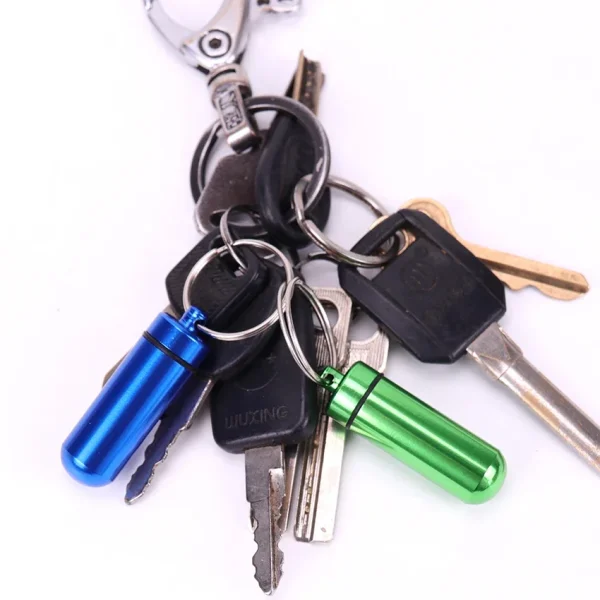 Waterproof Aluminum Pill Box Cache Drug Holder Container Keychain Medicine Box Health Care Portable Outdoor Medicine Bottle 6