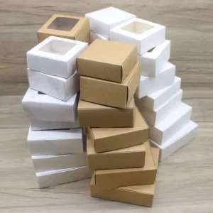 10pcs various gift packaging white kraft paper, window box paper, marble box with window, Christmas packaging packaging box 1