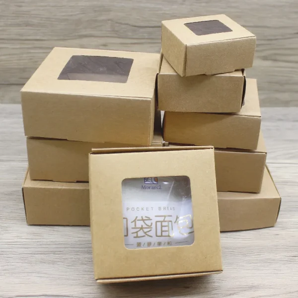 10pcs various gift packaging white kraft paper, window box paper, marble box with window, Christmas packaging packaging box 5