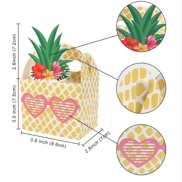 24pcs Pineapple Favor Candy Gift Boxes  For Hawaiian Tropical Party, Luau BBQ Fruit Party, Summer Beach Wedding Party Supplies 2