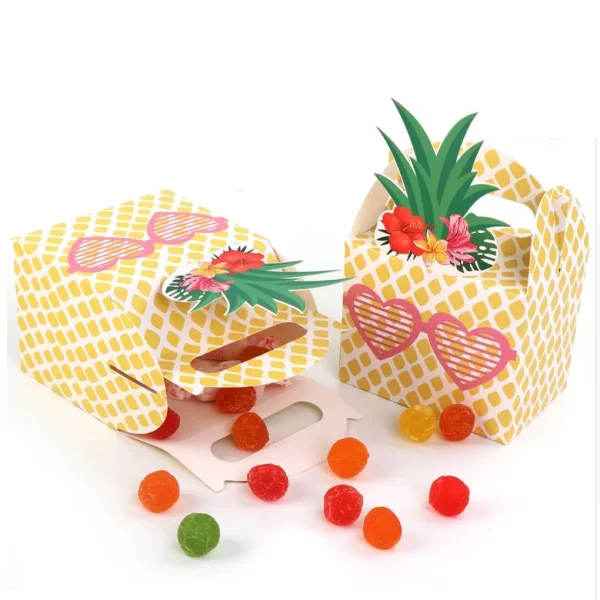 24pcs Pineapple Favor Candy Gift Boxes  For Hawaiian Tropical Party, Luau BBQ Fruit Party, Summer Beach Wedding Party Supplies 3