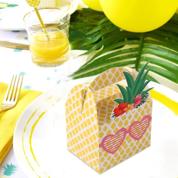 24pcs Pineapple Favor Candy Gift Boxes  For Hawaiian Tropical Party, Luau BBQ Fruit Party, Summer Beach Wedding Party Supplies 4