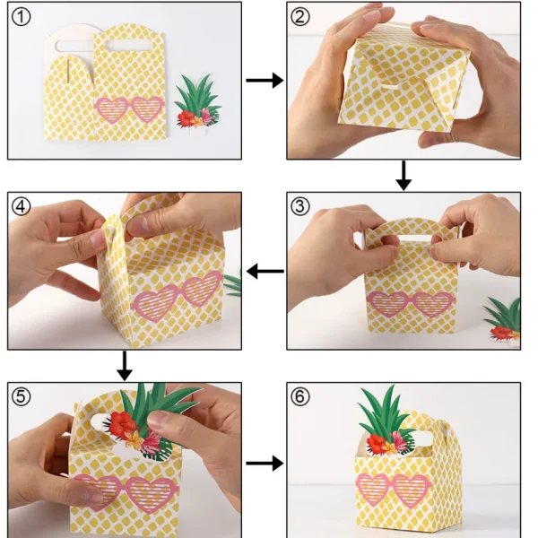 24pcs Pineapple Favor Candy Gift Boxes  For Hawaiian Tropical Party, Luau BBQ Fruit Party, Summer Beach Wedding Party Supplies 5