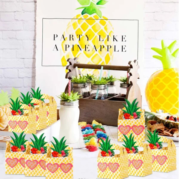 24pcs Pineapple Favor Candy Gift Boxes  For Hawaiian Tropical Party, Luau BBQ Fruit Party, Summer Beach Wedding Party Supplies 6
