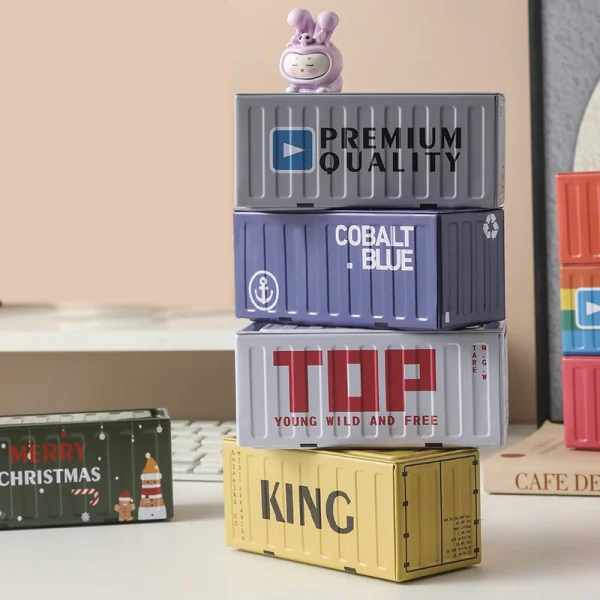 New Container Mini Iron Box Small Container Model Storage Box Creative Desktop Ornament Storage Rack Multi-Functional Metal Box 6