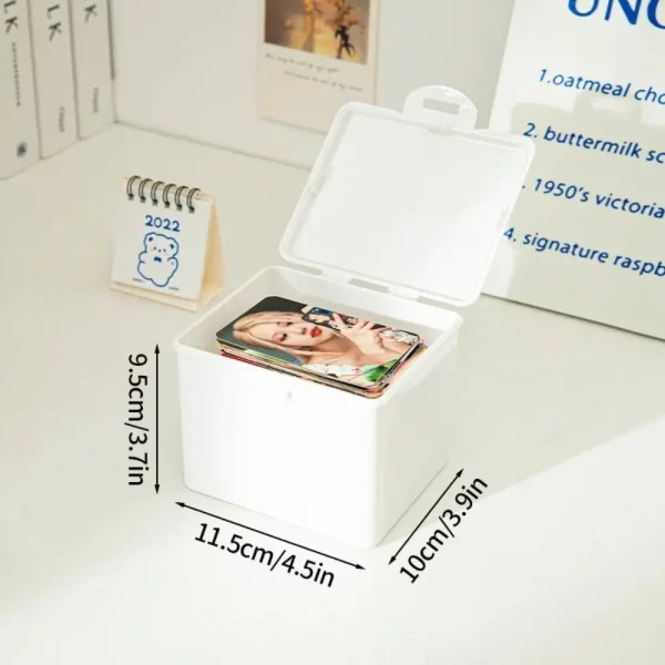 White Kpop Photocard Storage Box Idol Cards Photos Collection Box Jewelry Container ID Card Organizer Desktop Decor Supplies 3