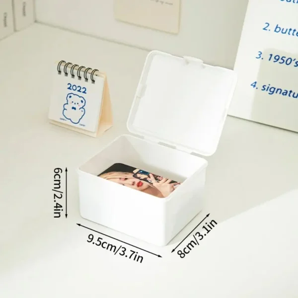 White Kpop Photocard Storage Box Idol Cards Photos Collection Box Jewelry Container ID Card Organizer Desktop Decor Supplies 5