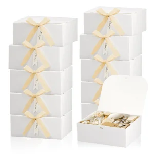 10 PCs Gift Boxes with Lids, White Gift Boxes, Bridesmaid Proposal Box , Wedding, Packaging, Present, Birthday, Christmas, Party 1