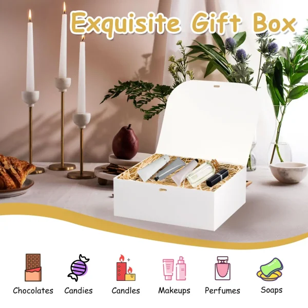 10 PCs Gift Boxes with Lids, White Gift Boxes, Bridesmaid Proposal Box , Wedding, Packaging, Present, Birthday, Christmas, Party 2