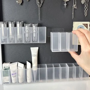 Wall Mounted 3Grids Organizer Mirror Cabinet Self-adhesive Small Objects Storage Box Eyebrow Pencil Lipstick Lip Glaze Organizer 1