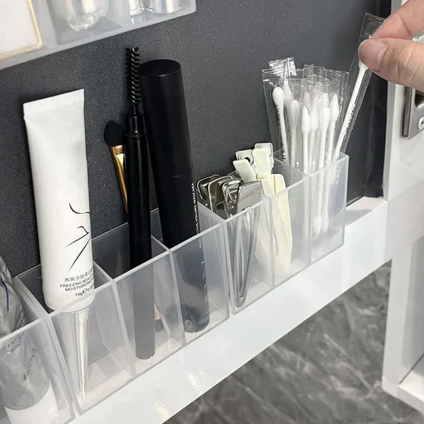 Wall Mounted 3Grids Organizer Mirror Cabinet Self-adhesive Small Objects Storage Box Eyebrow Pencil Lipstick Lip Glaze Organizer 4