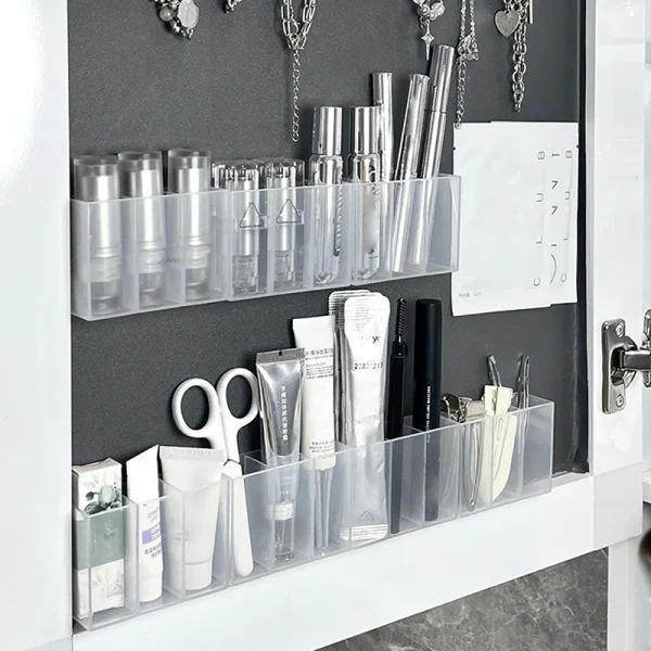 Wall Mounted 3Grids Organizer Mirror Cabinet Self-adhesive Small Objects Storage Box Eyebrow Pencil Lipstick Lip Glaze Organizer 5