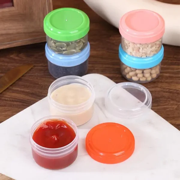6pcs Condiment Containers with Lids Salad Dressing Container Chutney Chili Sauce Cups Airtight Stackable Leakproof Sauce Box 2