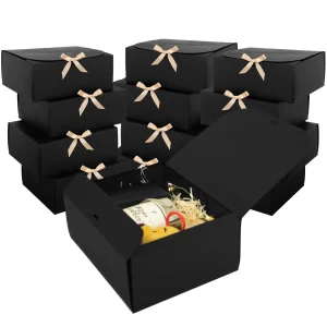 10pcs Gift Boxes with Lids, Black Gift Boxes with Gold Ribbon, Bridesmaid Proposal Gift Boxes, Wedding, Christmas, Halloween 1