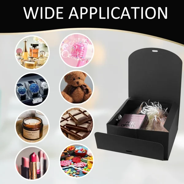 10pcs Gift Boxes with Lids, Black Gift Boxes with Gold Ribbon, Bridesmaid Proposal Gift Boxes, Wedding, Christmas, Halloween 3
