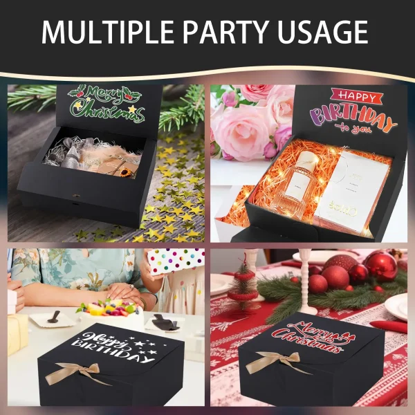 10pcs Gift Boxes with Lids, Black Gift Boxes with Gold Ribbon, Bridesmaid Proposal Gift Boxes, Wedding, Christmas, Halloween 4