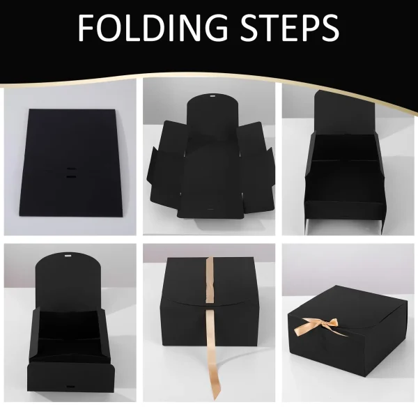 10pcs Gift Boxes with Lids, Black Gift Boxes with Gold Ribbon, Bridesmaid Proposal Gift Boxes, Wedding, Christmas, Halloween 6