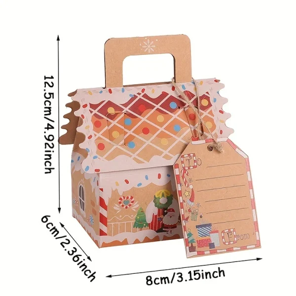 5/10pcs Christmas Gingerbread House Shape Gift Boxes Snowman Candy Snack Cookies Paper Box 2024 Xmas Party Decoration Supplies 6