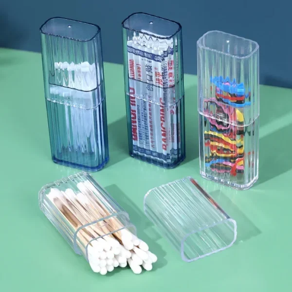 Flosser Dispenser Travel Case Portable Qtip Holder Travel Case Cotton Swab Jar Clear Acrylic Storage Box Canister Container With 1