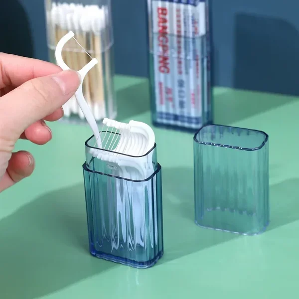 Flosser Dispenser Travel Case Portable Qtip Holder Travel Case Cotton Swab Jar Clear Acrylic Storage Box Canister Container With 3