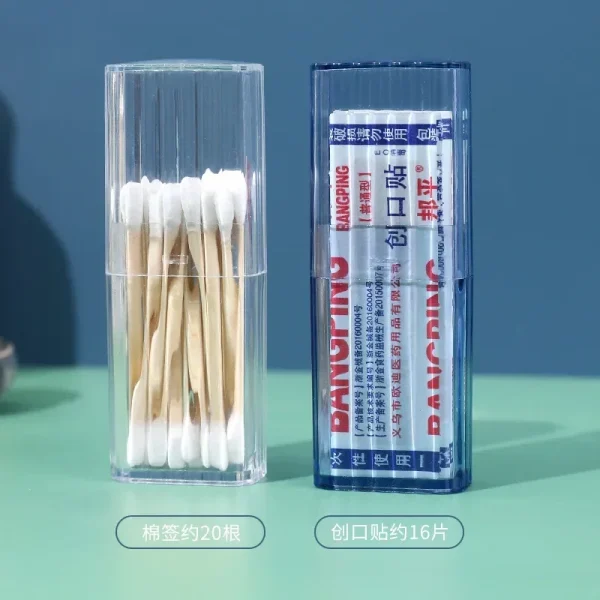 Flosser Dispenser Travel Case Portable Qtip Holder Travel Case Cotton Swab Jar Clear Acrylic Storage Box Canister Container With 4