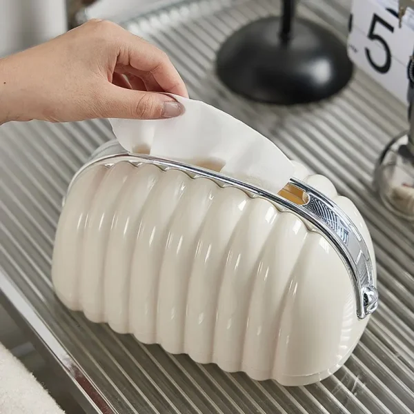 Simple Irregular Cloud Shape Tissue Box with Spring Inside Home Living Room Light luxury Shell Spring Paper Box Holder 3