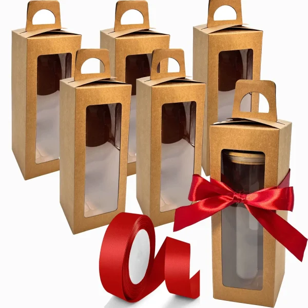 5pcs Gift Boxes with 1roll 24 Yard Ribbon for Sublimation Glass Exhibition Box for 12 Oz-25 Oz Tumbler Gift Box for Sublimation 1